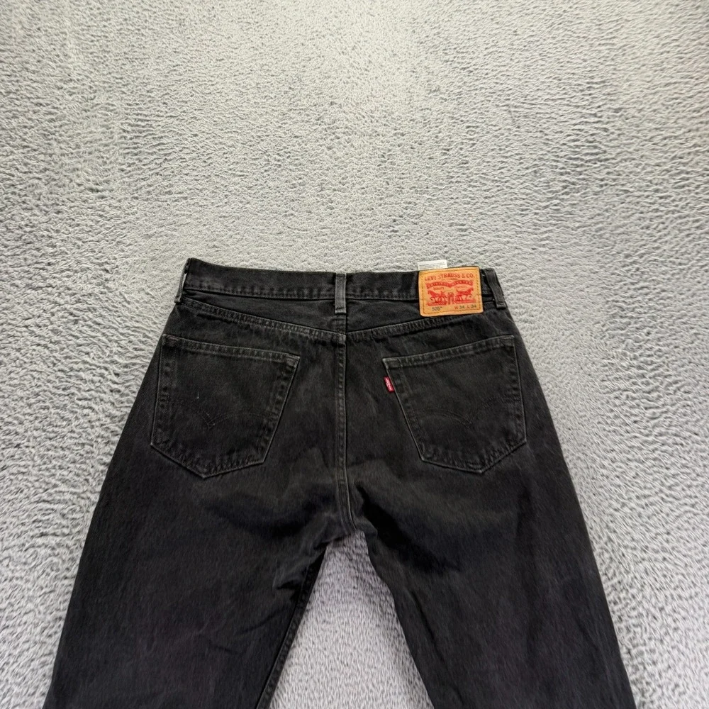 Levi's 505 Jeans Men's 34x34 Black Cotton Denim Straight Leg Workwear Travel